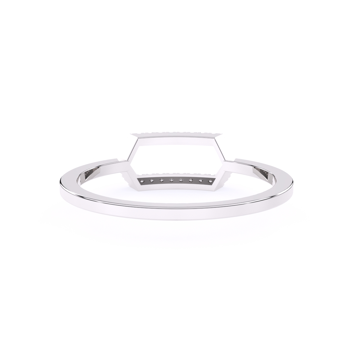 Stylish Open Hexagon Shape Diamond Ring